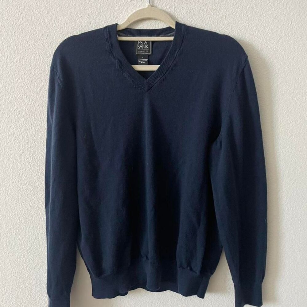 Jos A Bank 100% Merino Wool Sweater Men's L Corpcore Casual Pullover Workwear